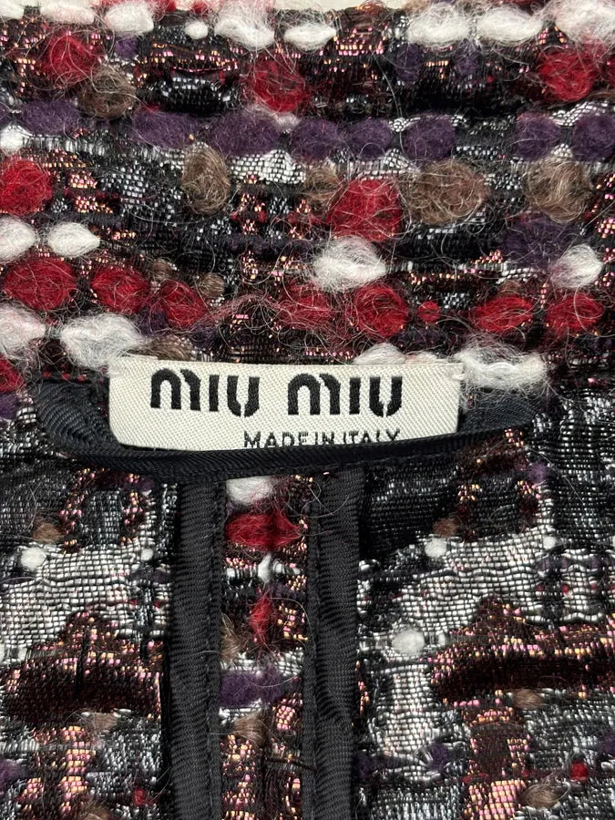 AW2008 Miu Miu Purple Red Wavy Tweed Blazer Jacket bduvHHX 8