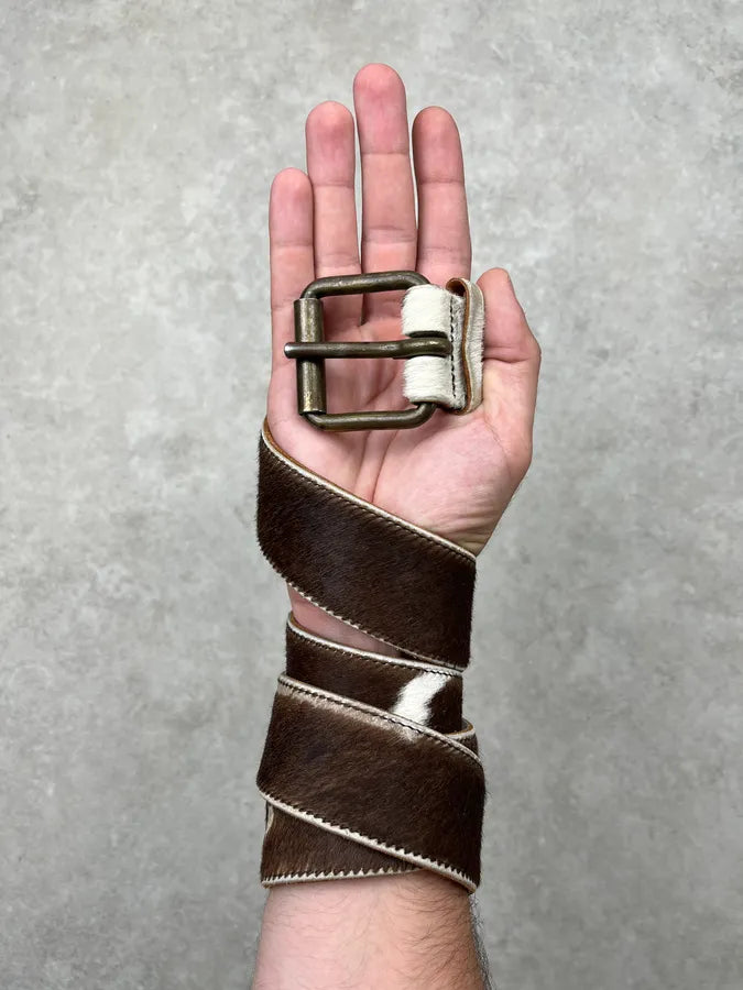 Miu Miu Pony Hair Brown & White Cow Effect Leather Belt VARVCgY 0