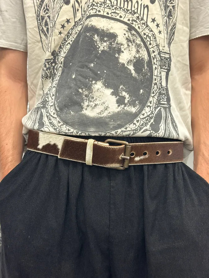 Miu Miu Pony Hair Brown & White Cow Effect Leather Belt VARVCgY 1