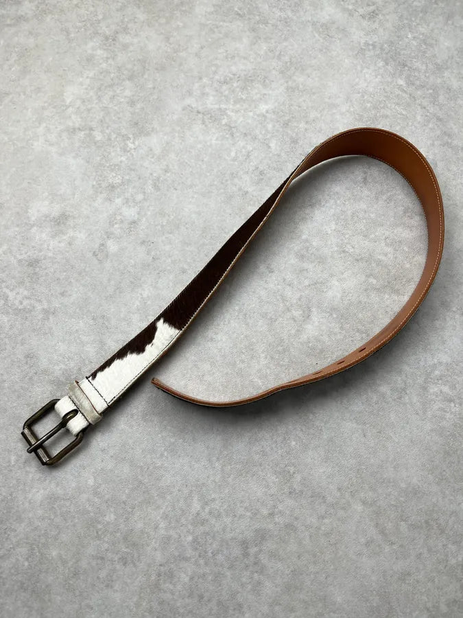 Miu Miu Pony Hair Brown & White Cow Effect Leather Belt VARVCgY 2