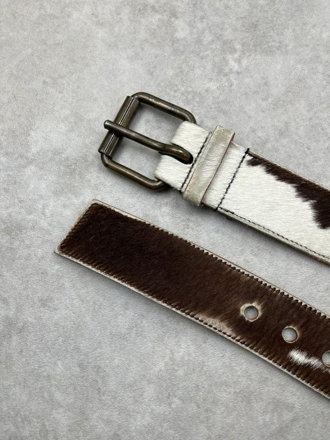 Miu Miu Pony Hair Brown & White Cow Effect Leather Belt VARVCgY 3