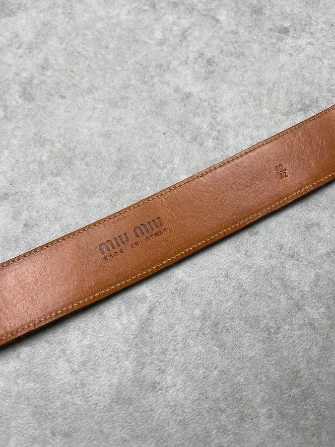 Miu Miu Pony Hair Brown & White Cow Effect Leather Belt VARVCgY 8
