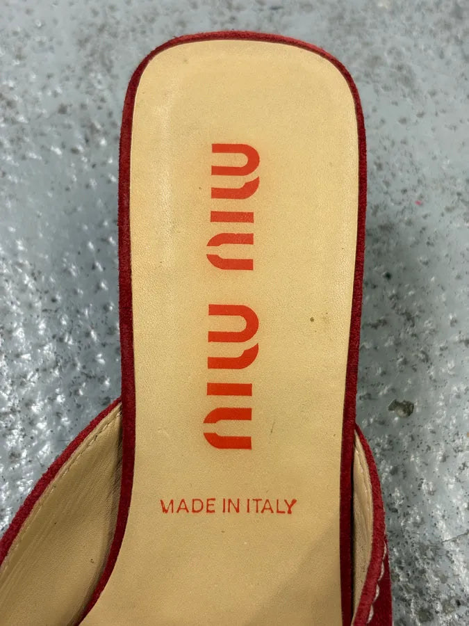 2000s Miu Miu Red Suede Leather Fringed Pumps Heels EsijqoO 8