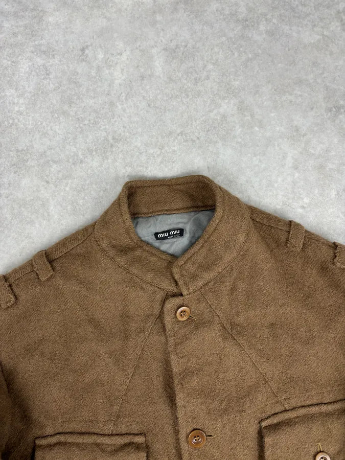 1990s Miu Miu Wool Brown Long Classy Coat FjJwRoJ 3