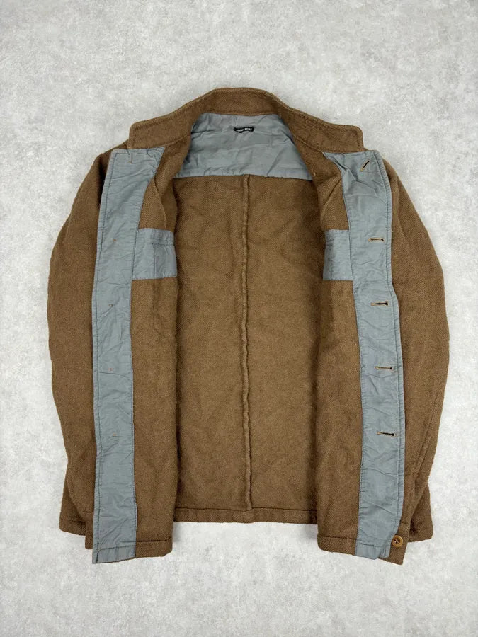 1990s Miu Miu Wool Brown Long Classy Coat FjJwRoJ 6