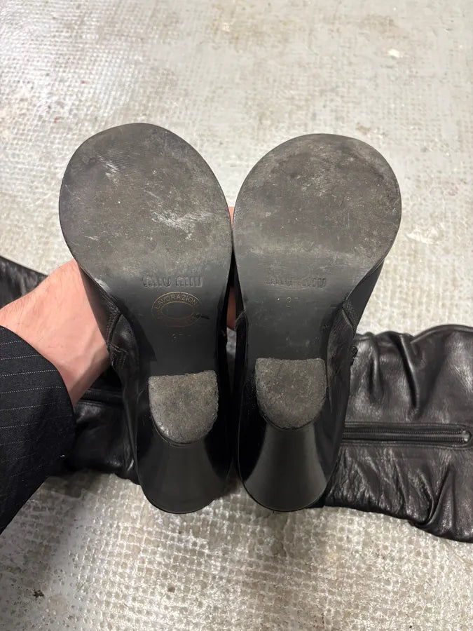 MiuMiu Black Avant-Garde Ankle Leather Boots (37eu/us5) YwEBnTU 7