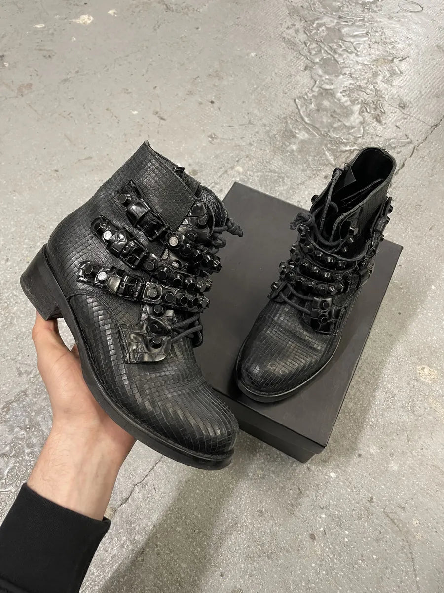 MiuMiu Black Embellished Straps Leather Boots rnSwEdY 0