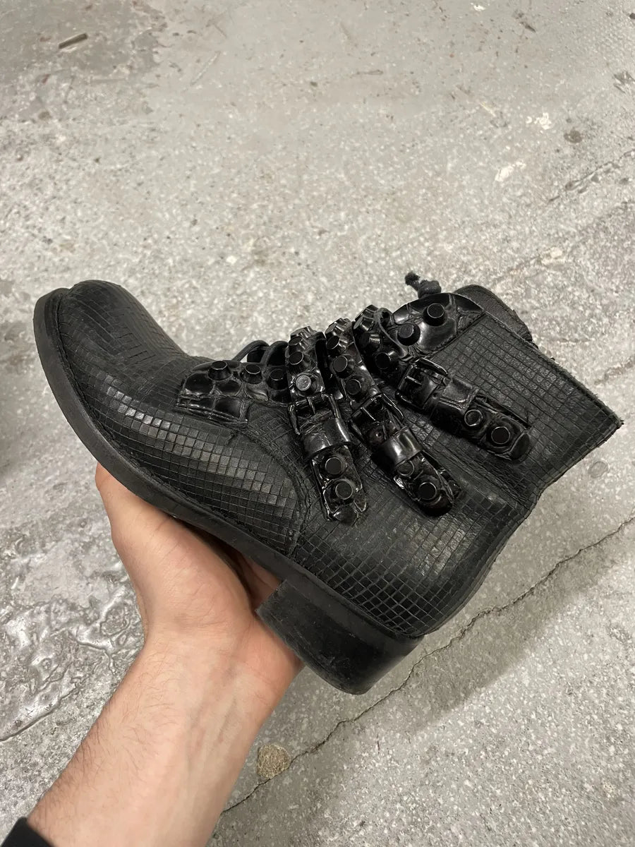 MiuMiu Black Embellished Straps Leather Boots rnSwEdY 2