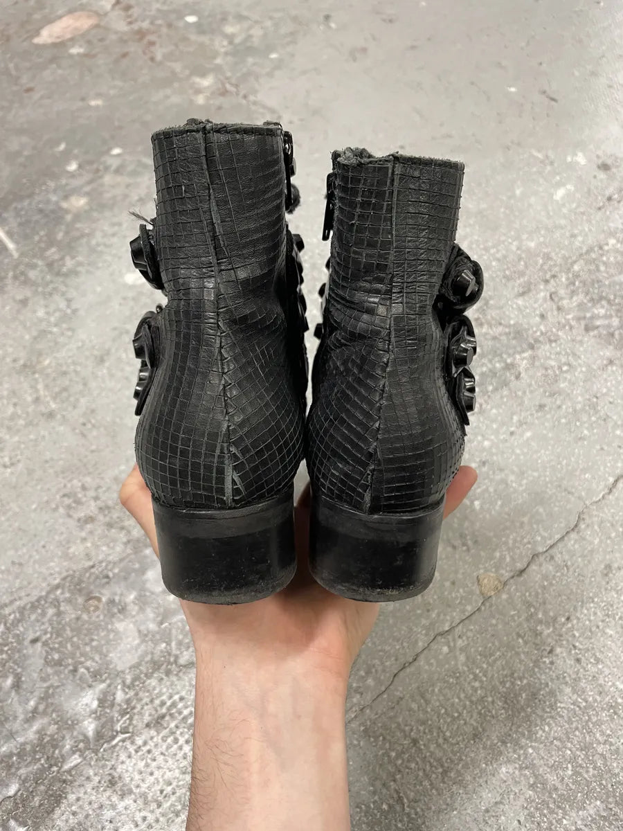 MiuMiu Black Embellished Straps Leather Boots rnSwEdY 3