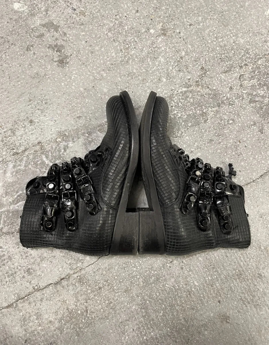MiuMiu Black Embellished Straps Leather Boots rnSwEdY 5
