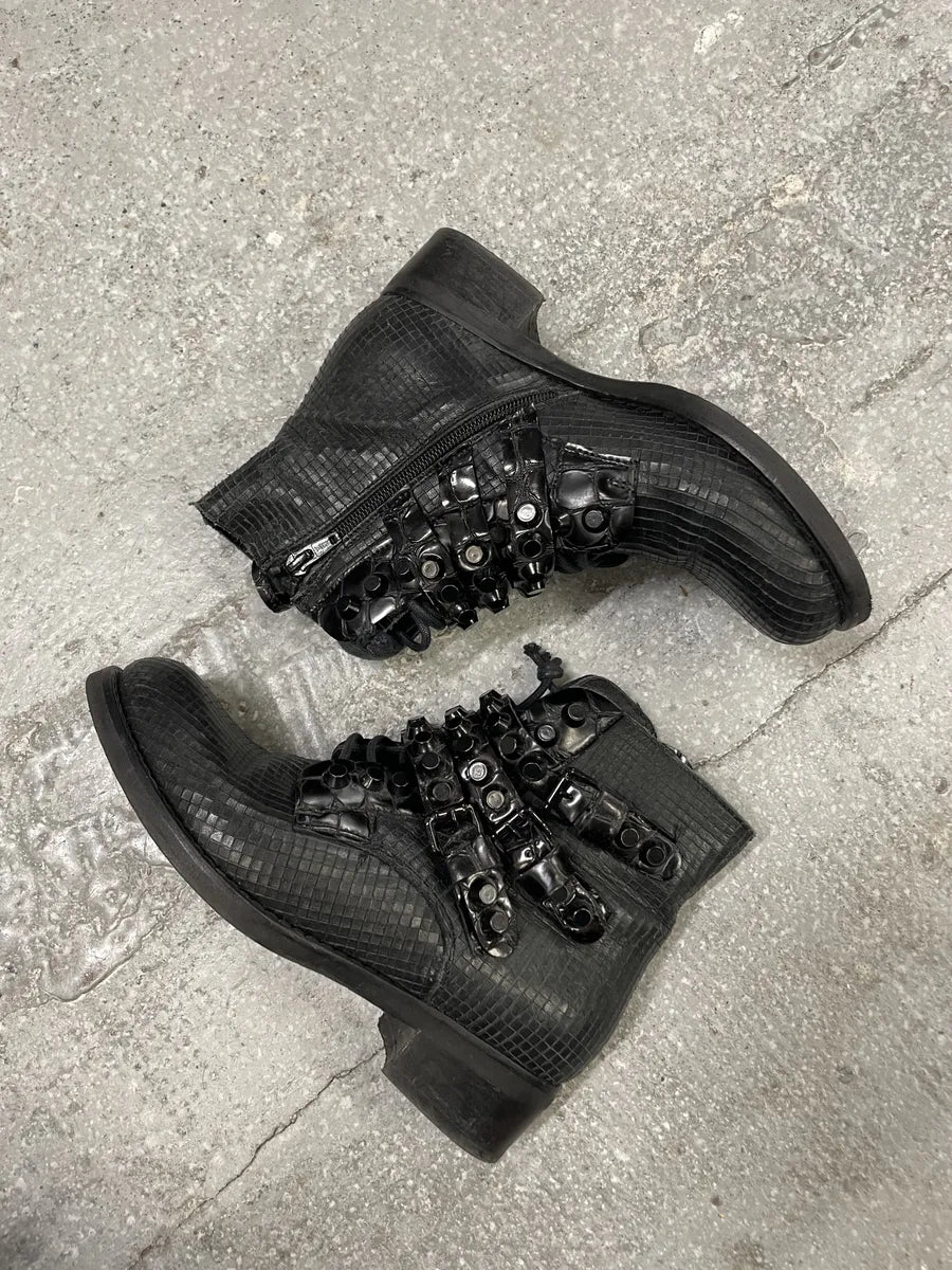 MiuMiu Black Embellished Straps Leather Boots rnSwEdY 7