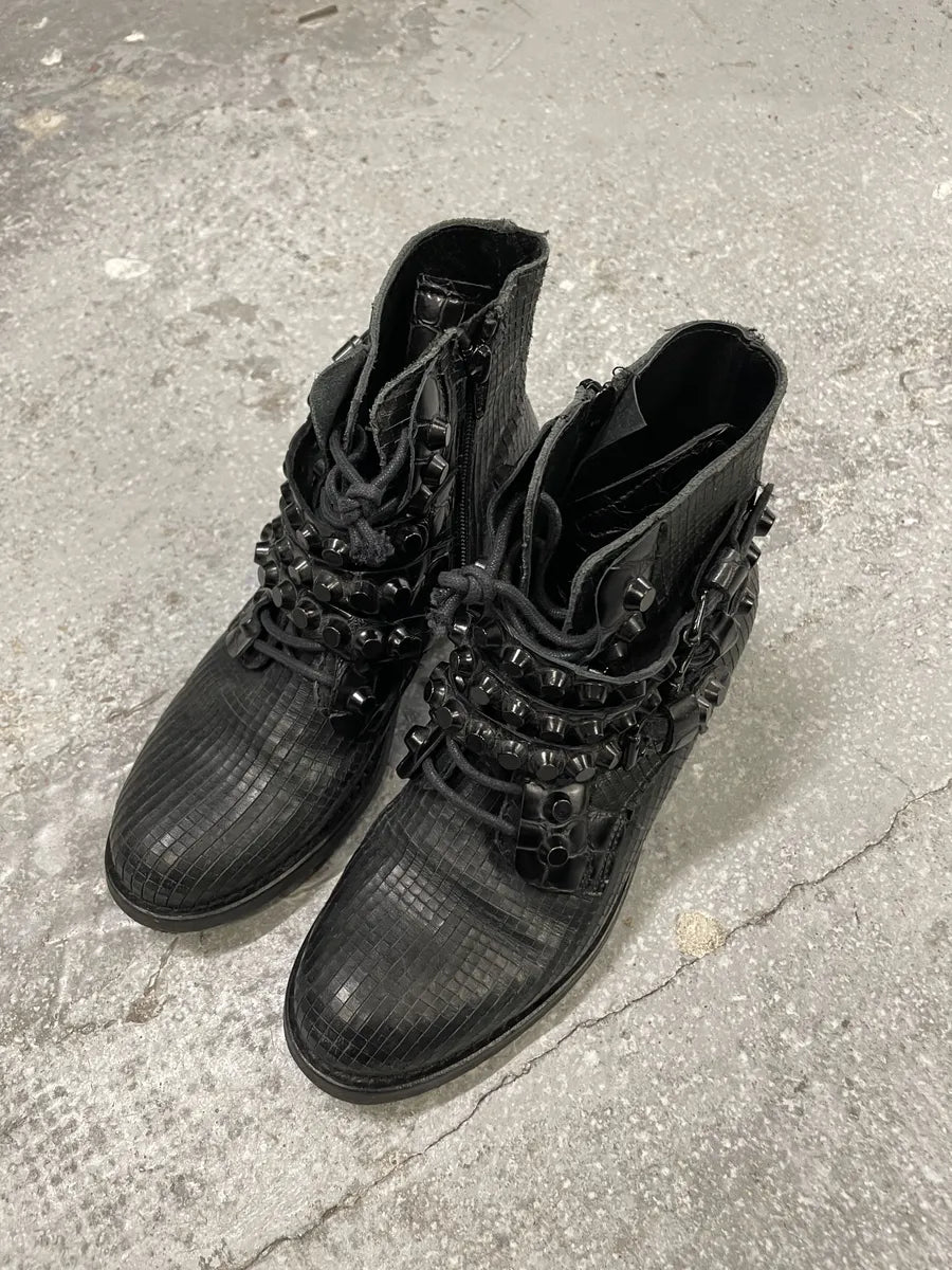 MiuMiu Black Embellished Straps Leather Boots rnSwEdY 8