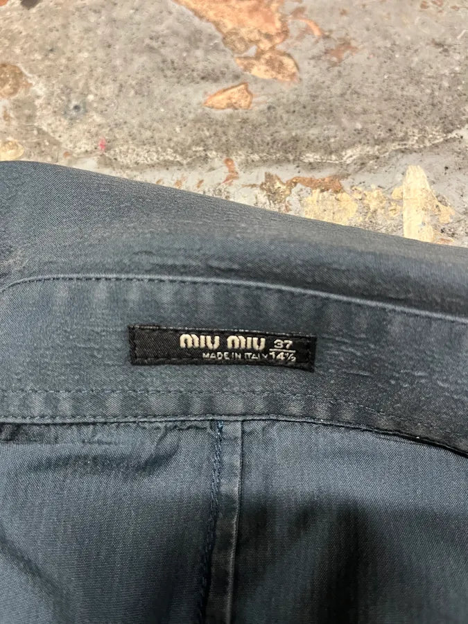 MiuMiu Dark Blue Minimalist Shirt hwKtDfE 6