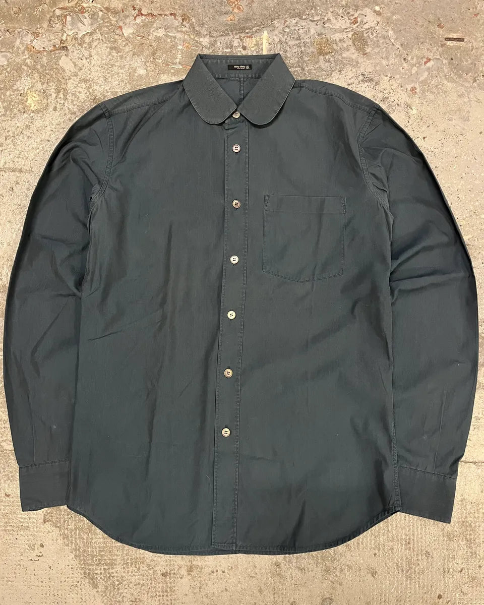 MiuMiu Dark Blue Minimalist Shirt hwKtDfE 0