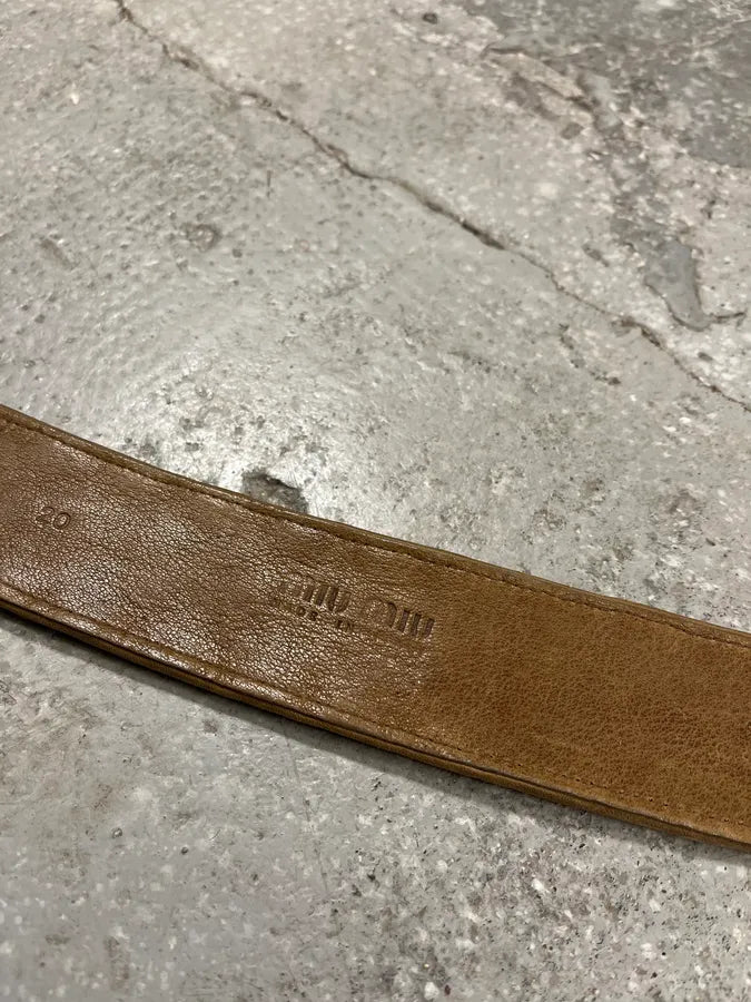 MiuMiu Camel Woven Leather Belt (OS) 3