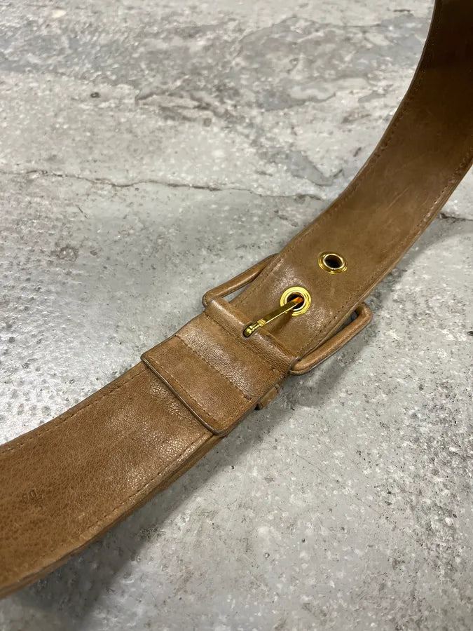 MiuMiu Camel Woven Leather Belt (OS) 6