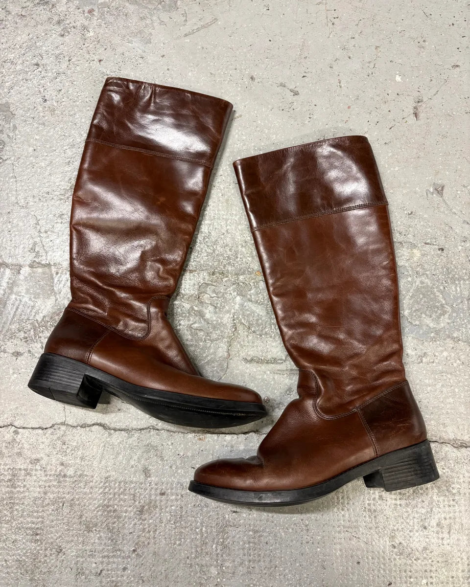 MiuMiu Minimalist Pure Brown Leather Ankle Boots (38eu/us5.5) RoYVJov 0