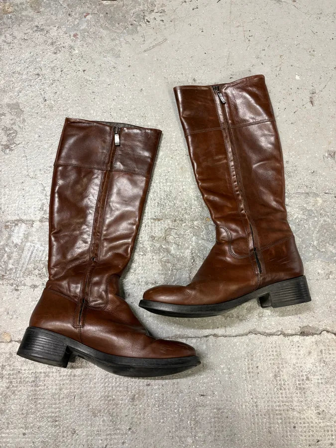 MiuMiu Minimalist Pure Brown Leather Ankle Boots (38eu/us5.5) RoYVJov 1