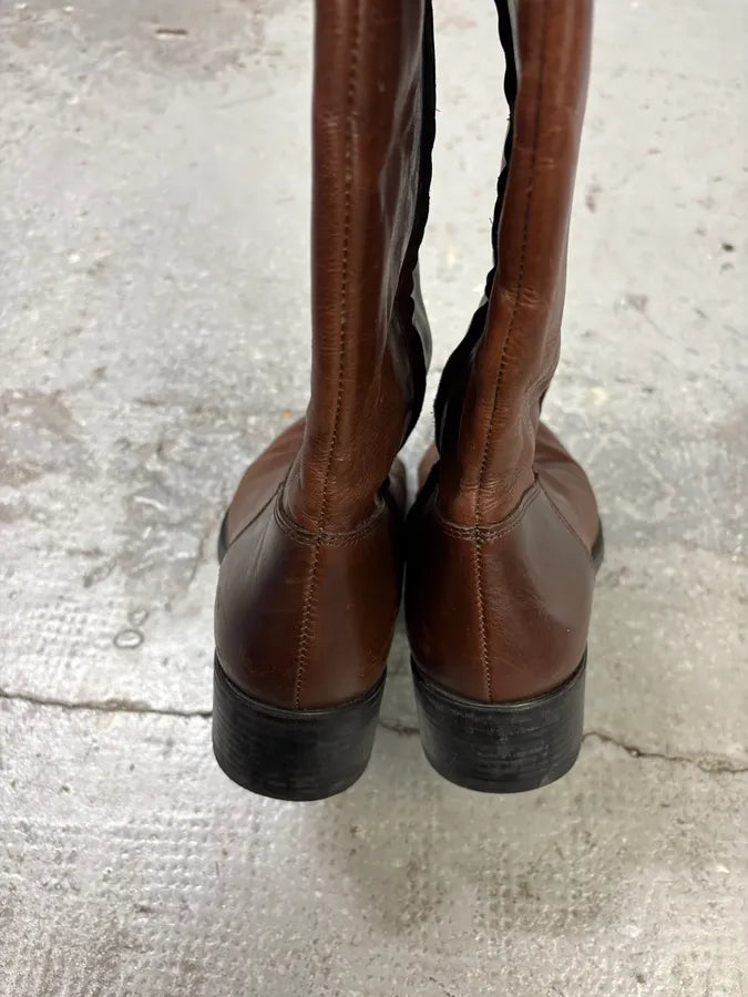 MiuMiu Minimalist Pure Brown Leather Ankle Boots (38eu/us5.5) RoYVJov 2