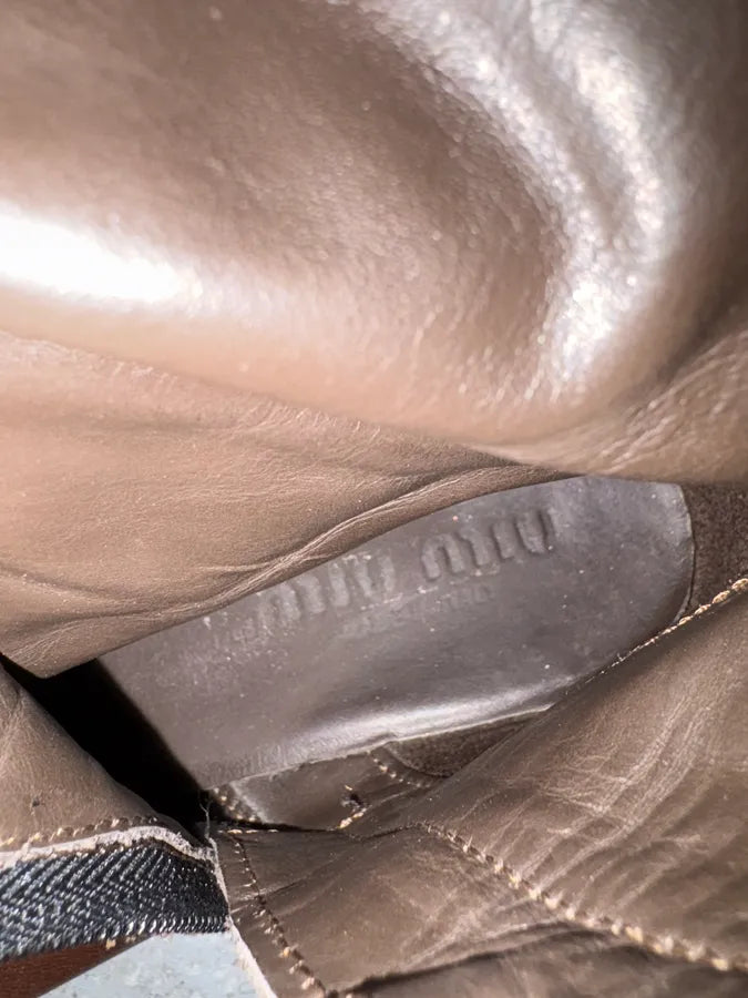 MiuMiu Minimalist Pure Brown Leather Ankle Boots (38eu/us5.5) RoYVJov 7