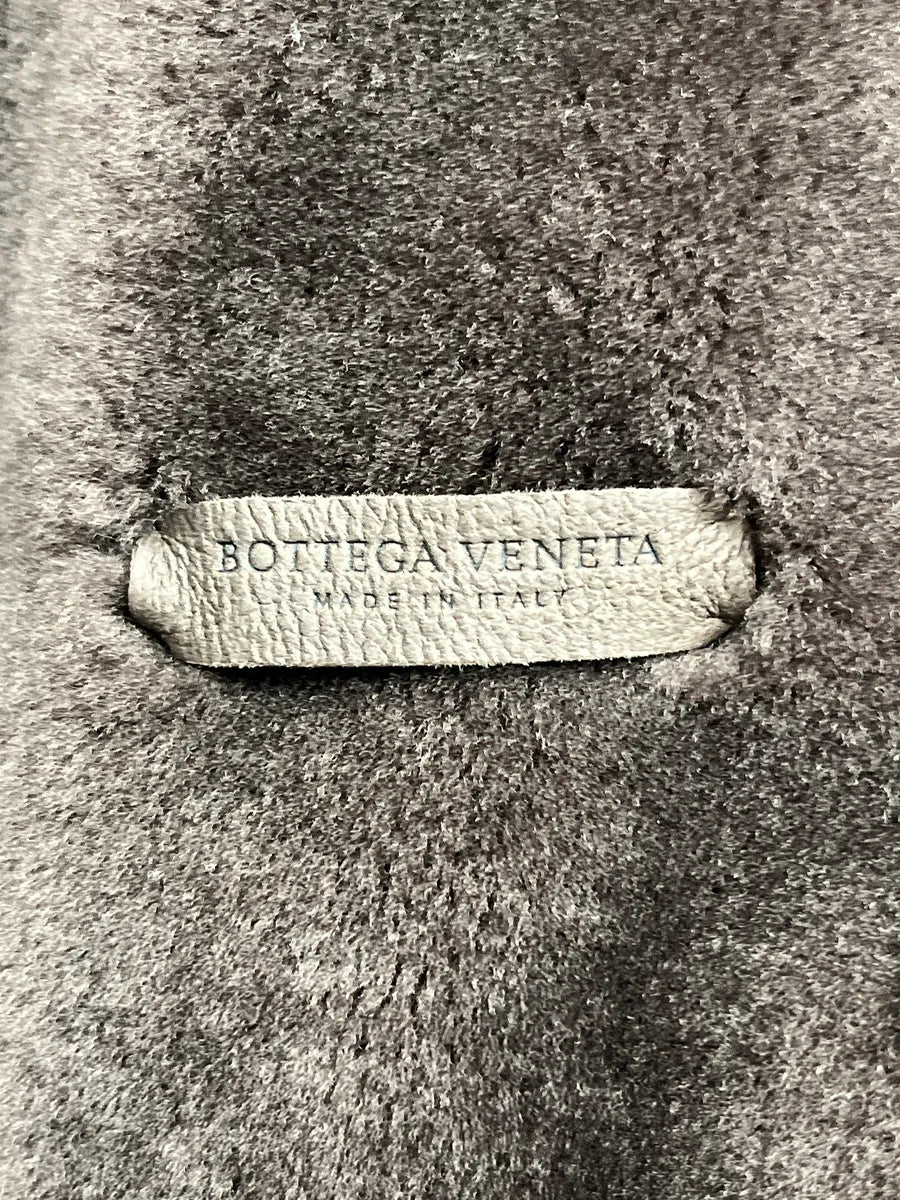 Bottega Veneta Taupe Brown Leather Shearling Lined Bomber Jacket mkcCnbwb 9