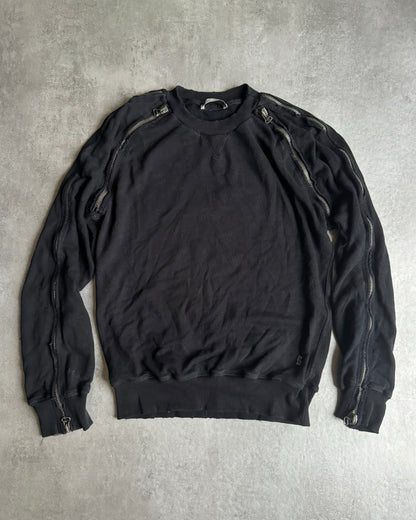 2000s Pierre Balmain Arm Zips Black Avant-Garde Sweater (S) - 2