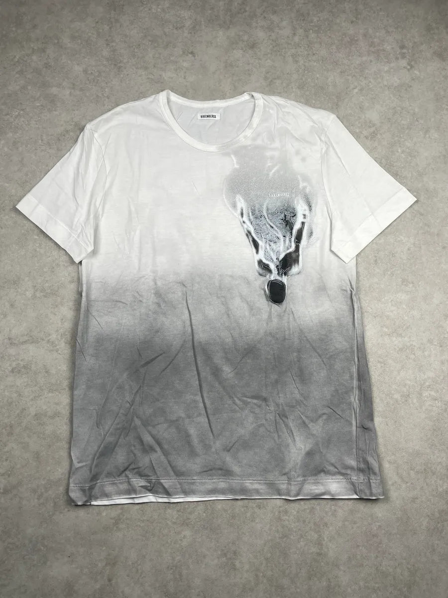 2010s Bikkembergs White Grey Abstract Gradient Ombré T-Shirt mktYYDTS 0