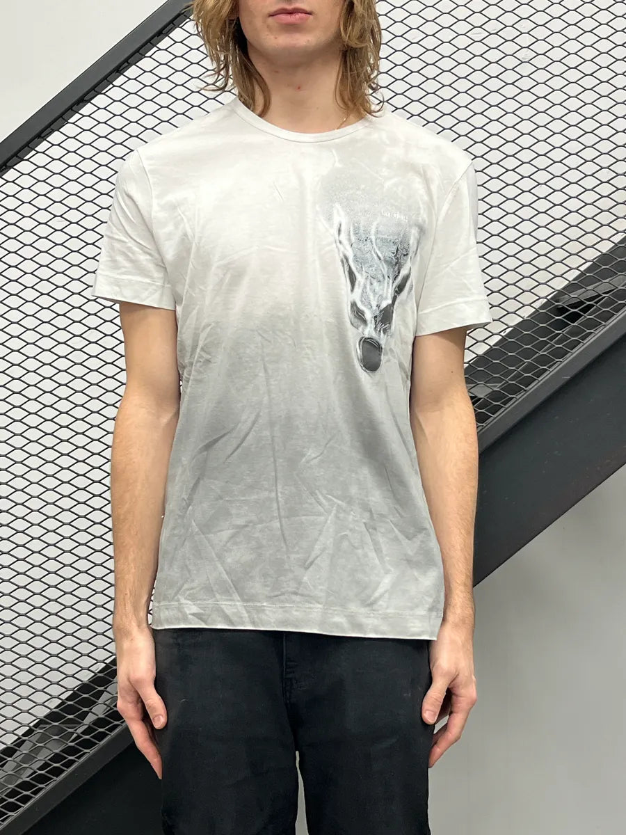 2010s Bikkembergs White Grey Abstract Gradient Ombré T-Shirt mktYYDTS 1