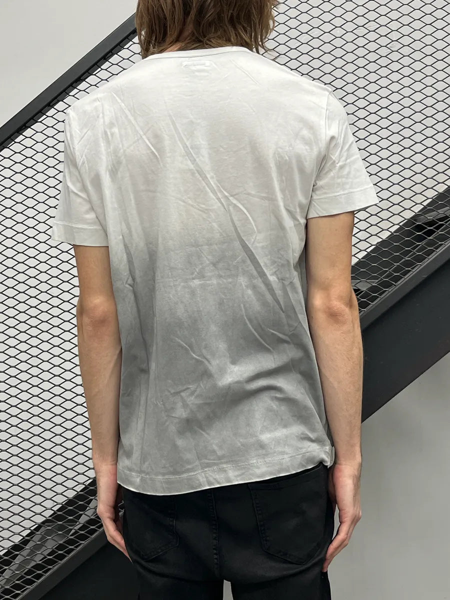2010s Bikkembergs White Grey Abstract Gradient Ombré T-Shirt mktYYDTS 2