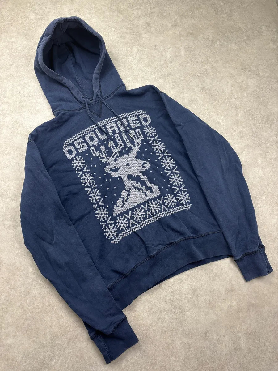FW2008 Dsquared2 Navy Reindeer Snowflake Hoodie mlAOybIo 3