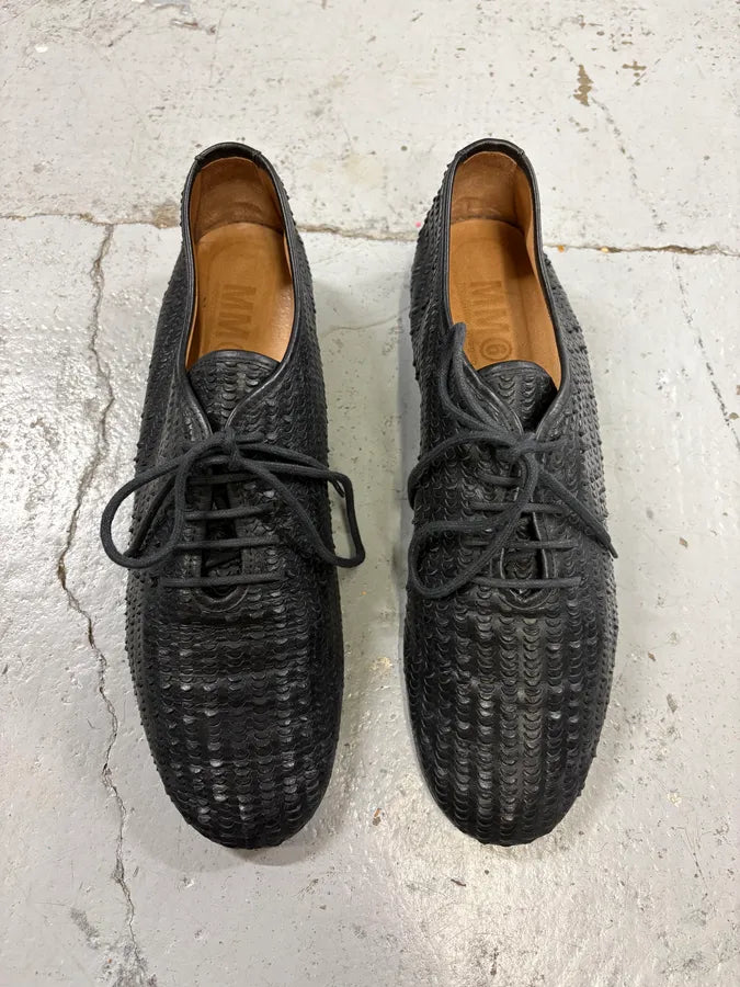 MM6 Maison Margiela Black Textured Oxford Leather Shoes kgAWcwF 1