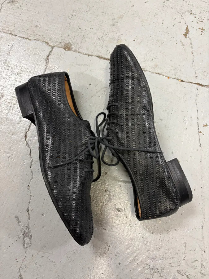 MM6 Maison Margiela Black Textured Oxford Leather Shoes kgAWcwF 5