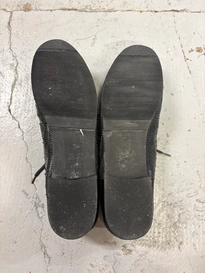 MM6 Maison Margiela Black Textured Oxford Leather Shoes kgAWcwF 7