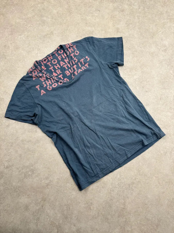 Maison Margiela Marine Cotton AIDS Charity V Neck T-Shirt fwfJqQW 3
