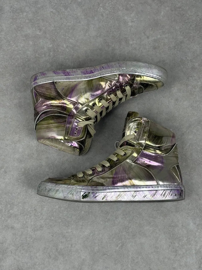 MM6 Maison Margiela Purple Metallic Leather High Sneakers FtORJNJ 7