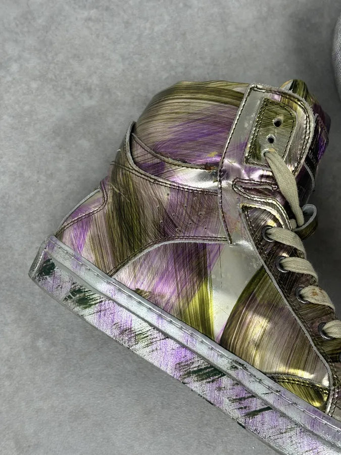 MM6 Maison Margiela Purple Metallic Leather High Sneakers FtORJNJ 10
