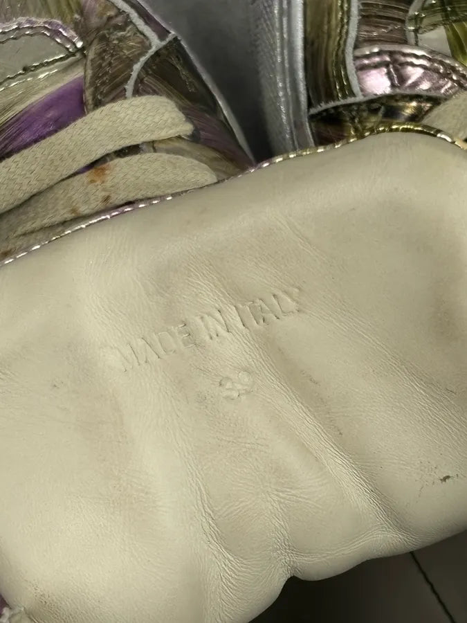 MM6 Maison Margiela Purple Metallic Leather High Sneakers FtORJNJ 15