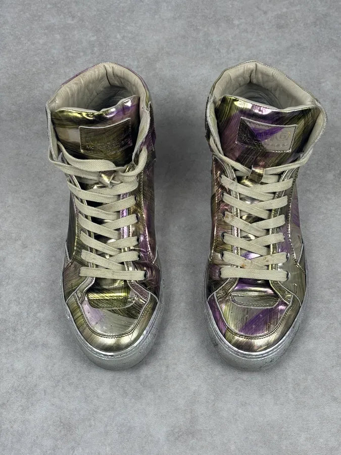 MM6 Maison Margiela Purple Metallic Leather High Sneakers FtORJNJ 2