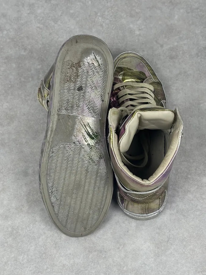 MM6 Maison Margiela Purple Metallic Leather High Sneakers FtORJNJ 12