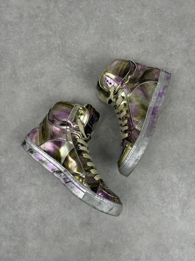 MM6 Maison Margiela Purple Metallic Leather High Sneakers FtORJNJ 11