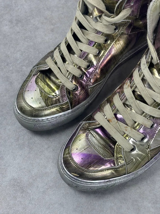 MM6 Maison Margiela Purple Metallic Leather High Sneakers FtORJNJ 5