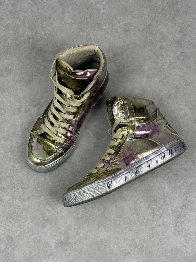 MM6 Maison Margiela Purple Metallic Leather High Sneakers FtORJNJ 6