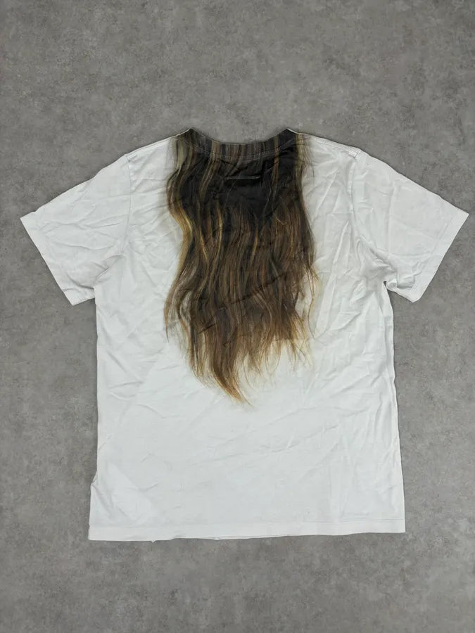 SS2022 MM6 Maison Margiela White Hair Print  T-Shirt  XSZlwfS 4