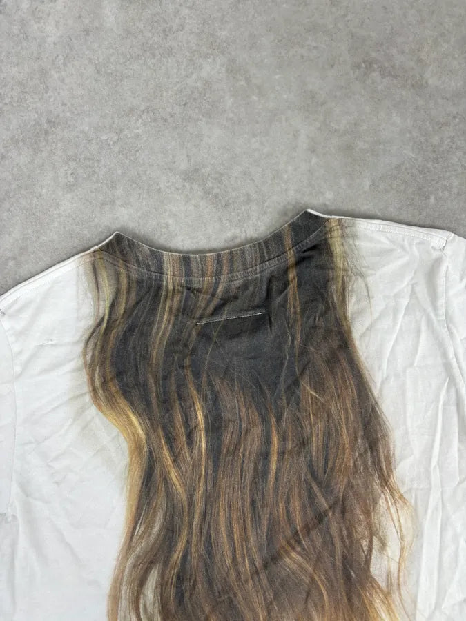 SS2022 MM6 Maison Margiela White Hair Print  T-Shirt  XSZlwfS 5