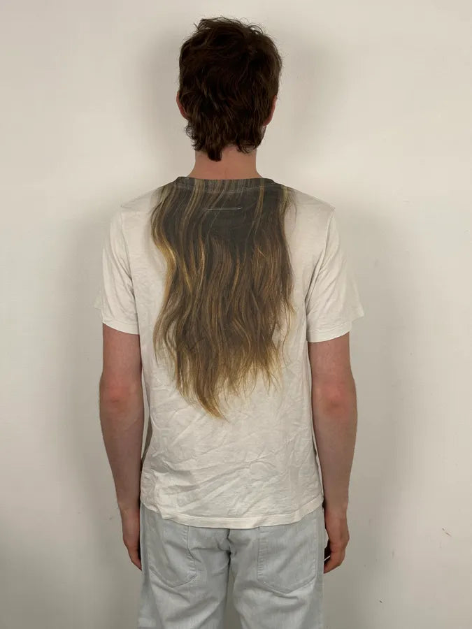 SS2022 MM6 Maison Margiela White Hair Print  T-Shirt  XSZlwfS 2