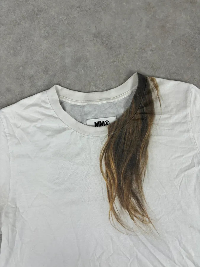 SS2022 MM6 Maison Margiela White Hair Print  T-Shirt  XSZlwfS 3