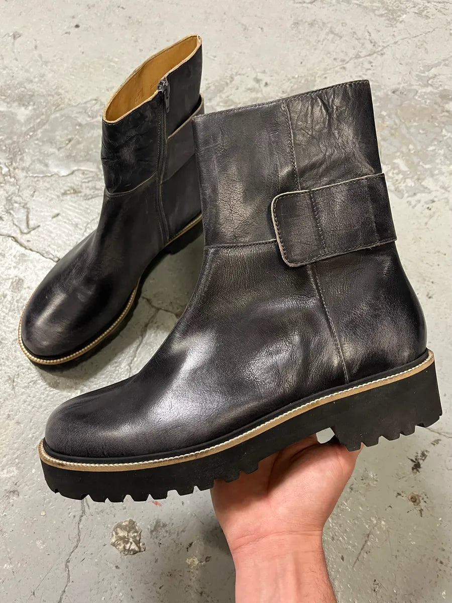 MM6 Maison Martin Margiela Black Lug Combat Boots kVLqqeU 0