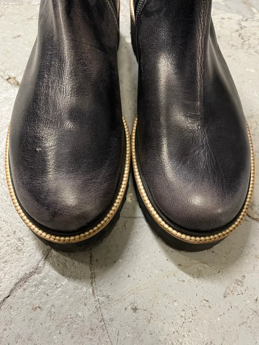 MM6 Maison Martin Margiela Black Lug Combat Boots kVLqqeU 2