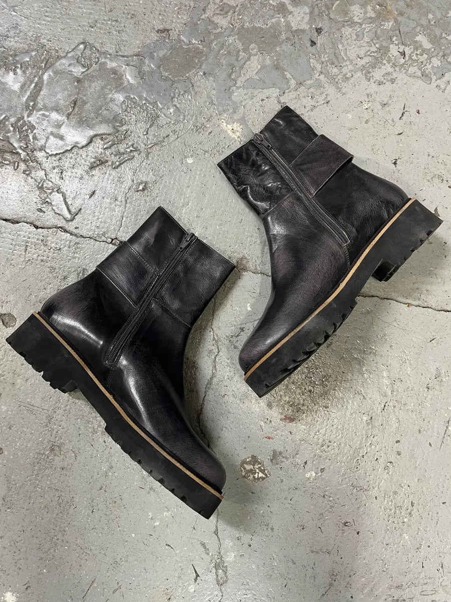 MM6 Maison Martin Margiela Black Lug Combat Boots kVLqqeU 3