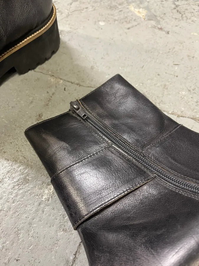 MM6 Maison Martin Margiela Black Lug Combat Boots kVLqqeU 4